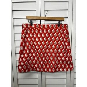 J. Crew Floral Print Cotton Lined Mini Skirt Women's Size 12 Orange Coral